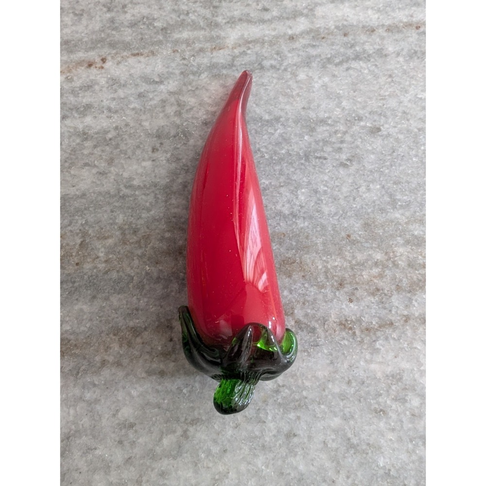 Vintage‎ Art Glass Hand Blown Vegetable Red Green Chili Pepper